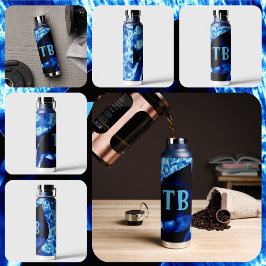 Iniciais Personalizadas Abstrato Verdadeiro Azul E
