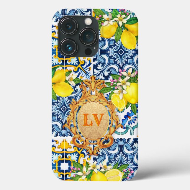 Iniciais personalizadas Azulejos sicilianos Citrus (Verso)
