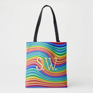 Iniciais personalizadas do Rainbow Pride Tote Bag.