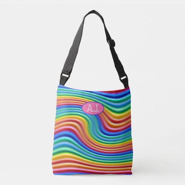 Iniciais personalizadas do Rainbow Pride Tote Bag. (Frente)