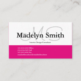 Iniciais Rosa Negrito Moderno - Cartão de visita