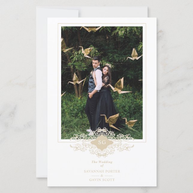 Iniciais sofisticadas de Ouro Chic Flourish para O (Frente)