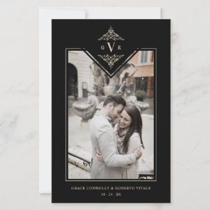 Iniciais sofisticadas de Ouro Flourish Preto