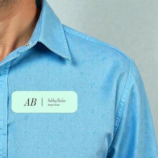 Iniciais Verdes Simples Mint Nome de etiqueta Past