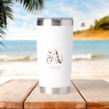 Inicial A Floral Dourada Personalizada