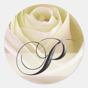 Inicial cor-de-rosa nupcial branca P da etiqueta