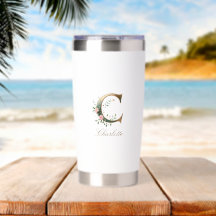 Inicial Floral Dourada Personalizada C