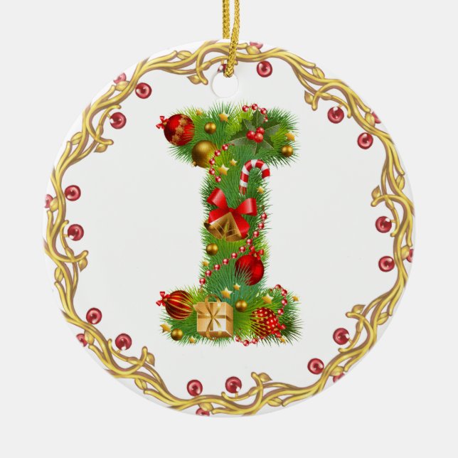 inicial mim enfeites de natal monogrammed - (Frente)