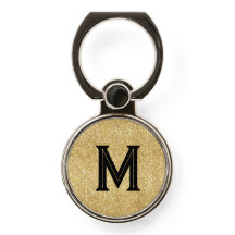 Inicial monograma glitter dourado preto elegante