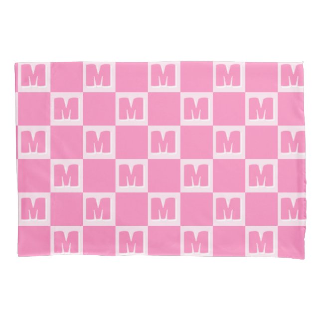 Inicial Xadrez Monograma Rosa na Moda  (Frente)