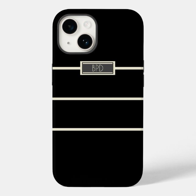 Iniciales Monogramadas Minimalistas Modernas Preto (Verso)
