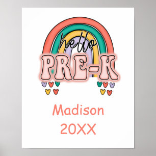 Iniciando Pré-K De Volta À Poster Do Arco-Íris Esc