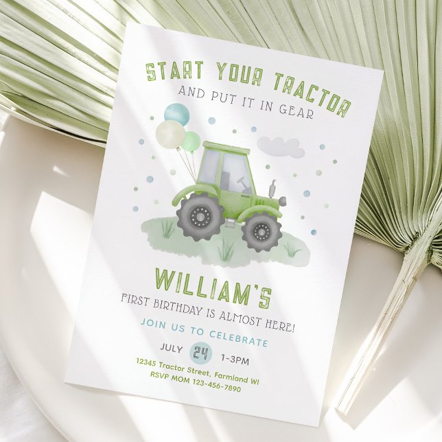 Inicie Seu Convite De Aniversário Do Trator, Fazen (Tractor Birthday Invitation)