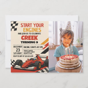Inicie Seus Motores! Convite de Aniversário do Car