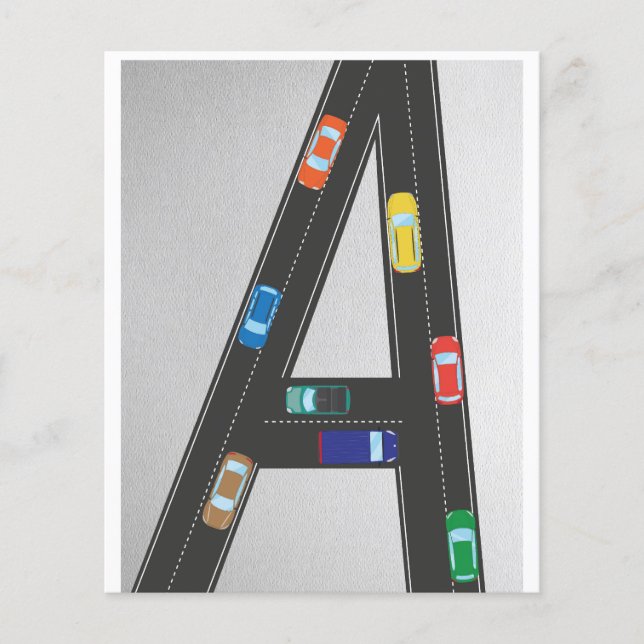 initial letter A in the shape of a road (Frente)