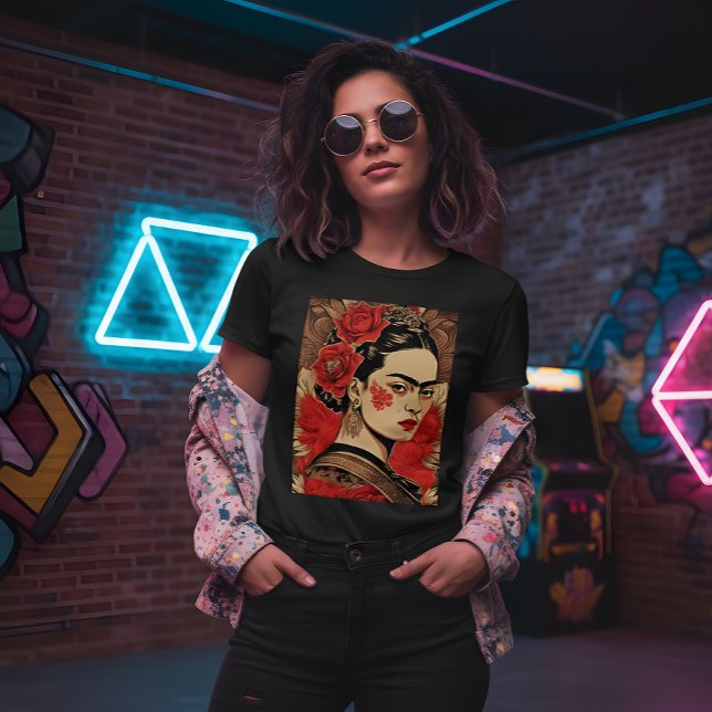 InkPunk Frida Kahlo T-Shirt - Negrito e Icônico (Criador carregado)