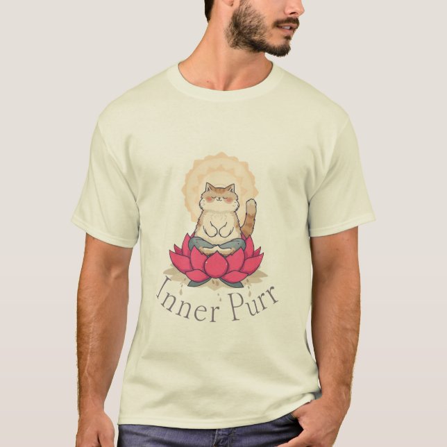 Inner Purr Meditating Cat T-Shirt (Frente)