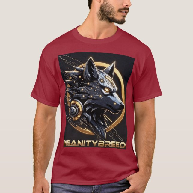 INSANITYBREED - Cybernetic Wolf Tech T-Shirt (AI A (Frente)