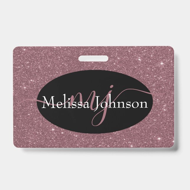 Inscrição Dourada de Rosa elegante no Crachá preto (Frente)