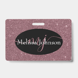 Inscrição Dourada de Rosa elegante no Crachá preto