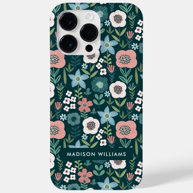 Inscrição editável Flores Minimalista Case-Mate (Verso)