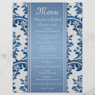 Insecto frondoso do menu do casamento tema damasco