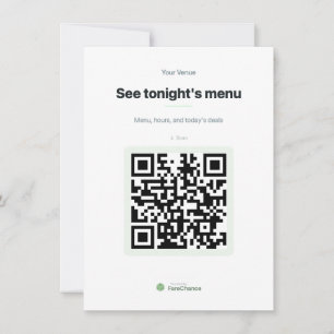 Inserção de cartão de menu com código QR para rest
