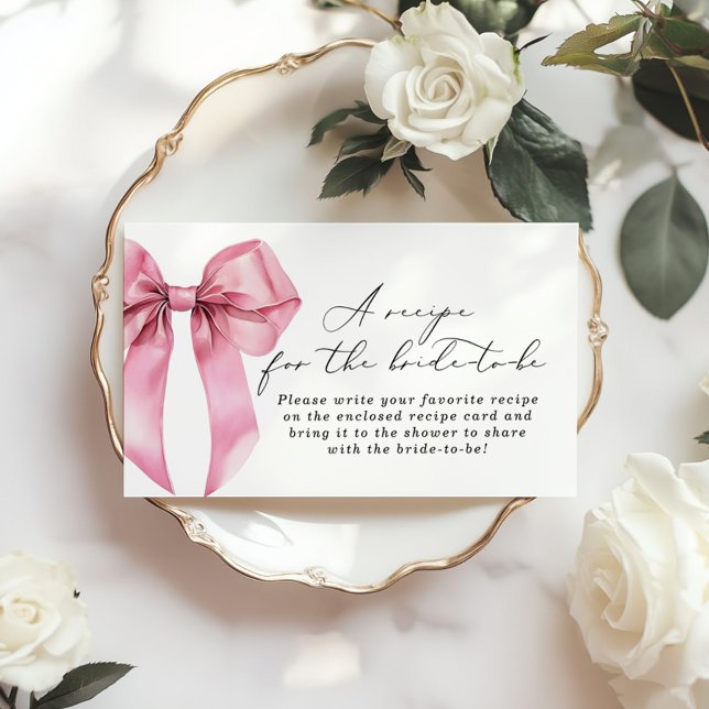 Inserção de cartão de receita de laço rosa Ela est (Criador carregado)