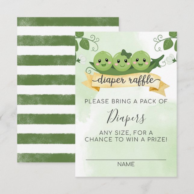 Inserção de Cartão de Rifas de Fraldas Três Ervilh (Frente/Verso)