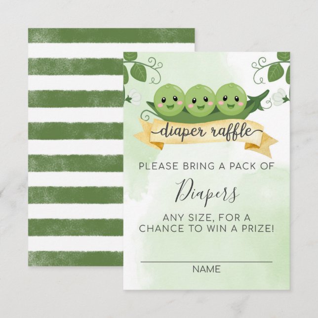 Inserção de Cartão de Rifas de Fraldas Três Ervilh (Frente/Verso)