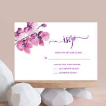 Inserção de Casamento de RSVP de Orquídea Roxo de 