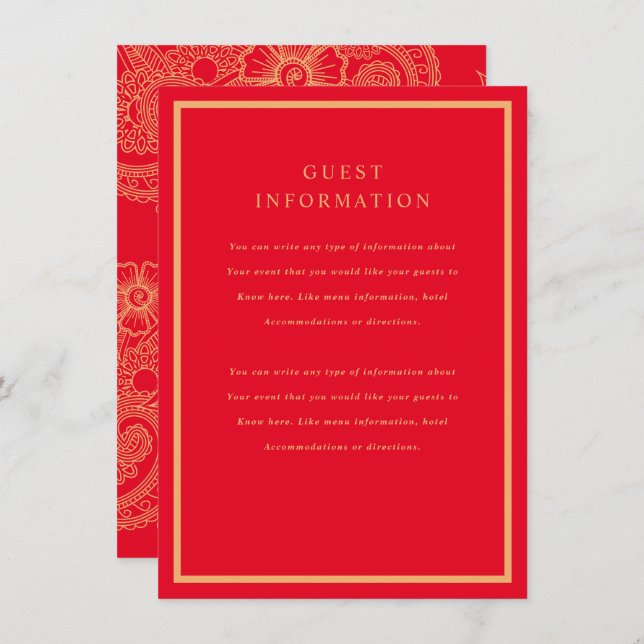 Inserção de Casamento Mehndi (Frente/Verso)