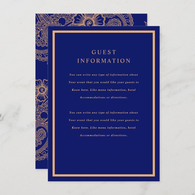 Inserção de Casamento Mehndi (Frente/Verso)