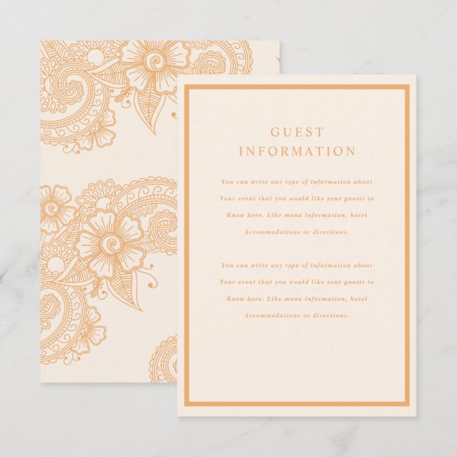 Inserção de Casamento Mehndi (Frente/Verso)