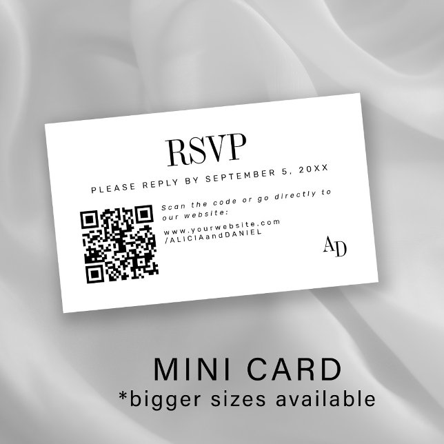 Inserção de código QR de RSVP de casamento preto e (Criador carregado)