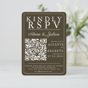 Inserção de Código QR RSVP de Foto Moderna Marrom
