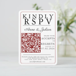 Inserção de Código QR RSVP de Foto Moderna Vermelh