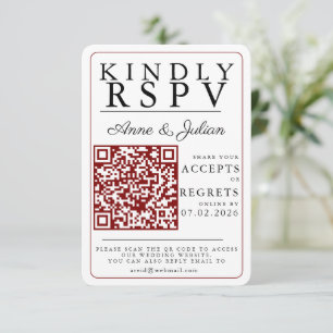Inserção de Código QR RSVP de Foto Moderna Vermelh