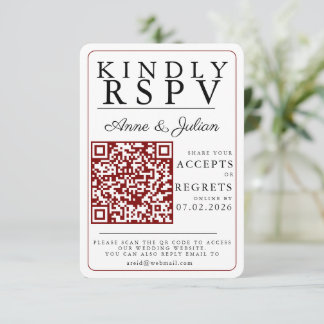 Inserção de Código QR RSVP de Foto Moderna Vermelh