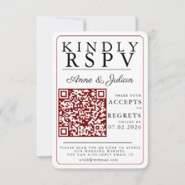 Inserção de Código QR RSVP de Foto Moderna Vermelh