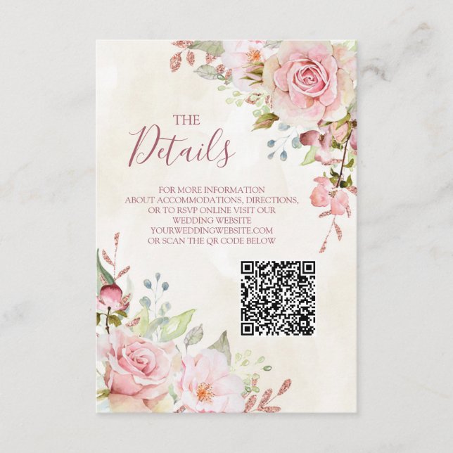 Inserção de detalhes de código QR de casamento flo (Frente)
