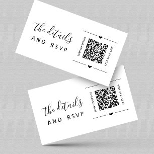 Inserção de RSVP de Código QR de Casamento e Cartã