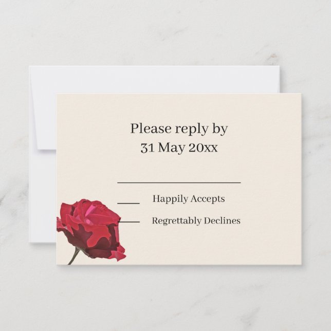 Inserção de RSVP de Rosa vermelha Elegante (Frente)