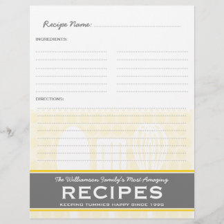 Inserção do Binder de Receita do Estilo Amarelo Di