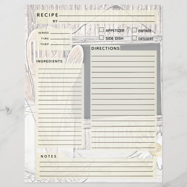 Inserção do Binder de Receita Vintage (Frente)