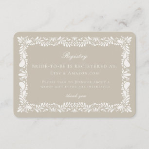 Inserção do cartão de registro do Azulejo Beige Ta