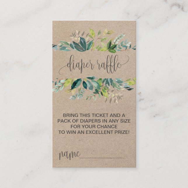 Inserção do Convite de Fralda de Folhagem Kraft Ra (Frente)