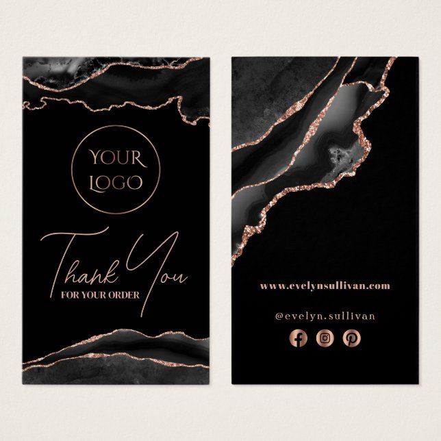 Inserção do pacote de agata dourado preto e rosa (Frente & Verso)