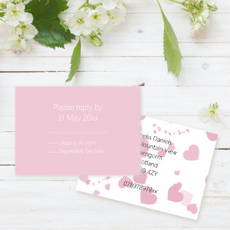 Inserção RSVP de coração de Amor Rosa
