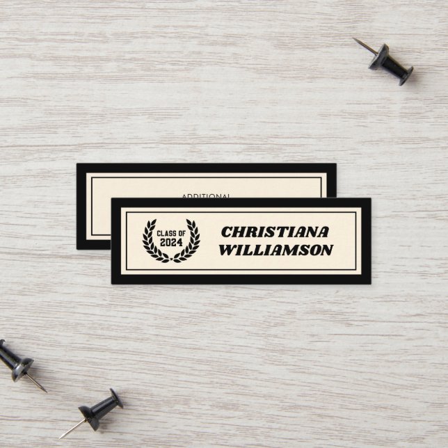 Inserções de Cartão de Nome de Graduação em Negrit (Frente/Verso In Situ)